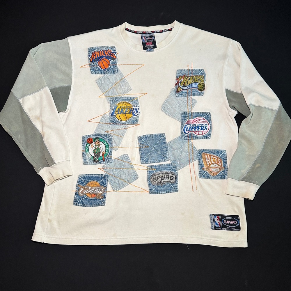 Unk White Long Sleeve NBA Patch Graphic Crewneck